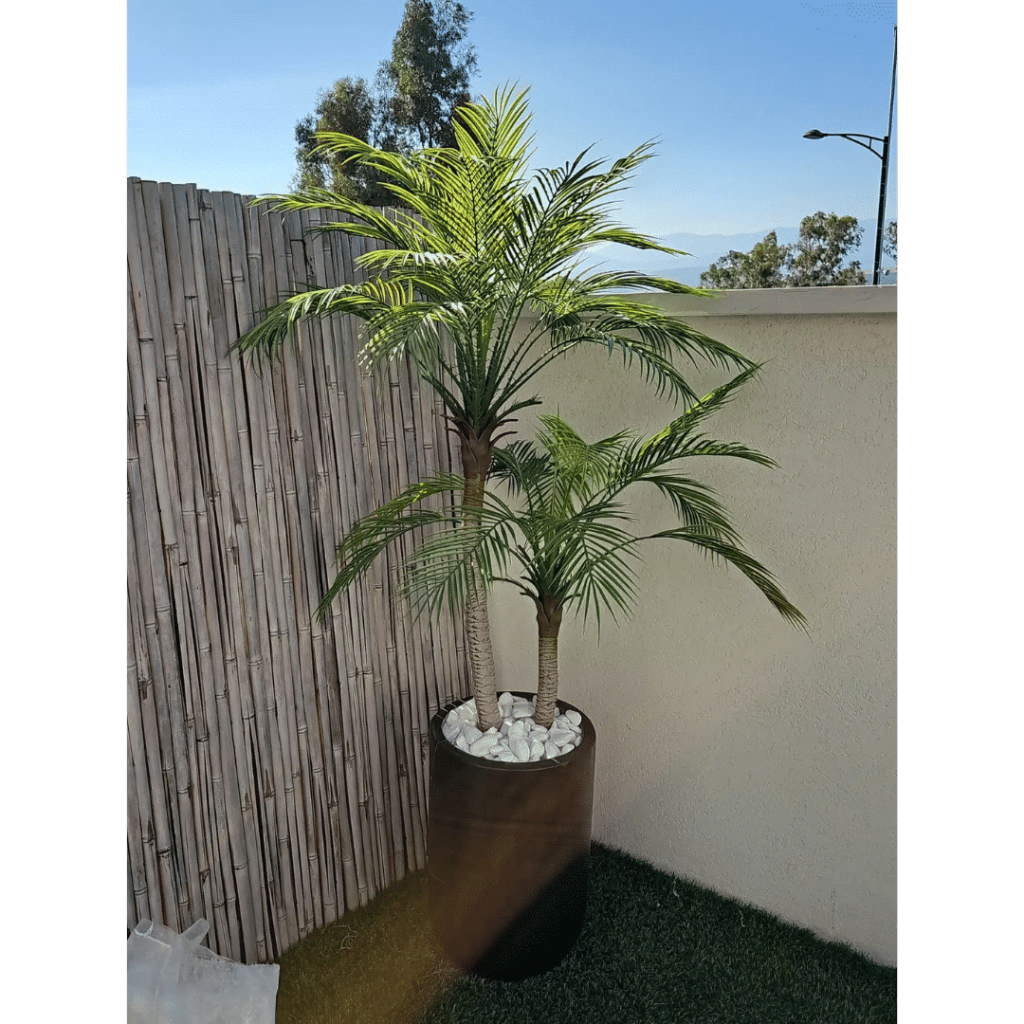 דקל מפוצל מלאכותי 1.2 מטר כולל כד הוואי שחור 50 ס”מ